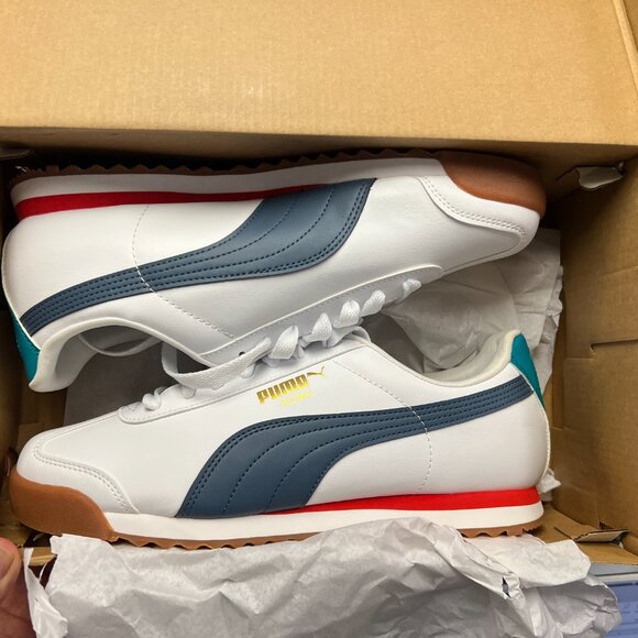 Puma Sneakers shoes Mens 9.0 Roma Basic Plus White Evening Sky New in Box - Picture 3 of 9